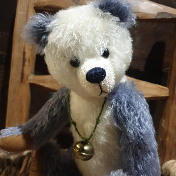 Seb, Robin Rive bear, 36cm, OOAK  quirky blue and white collectible teddy