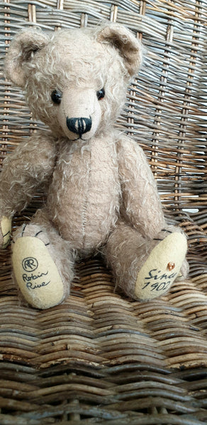 Kaypok, Robin Rive Bear, 28cm OOAK collectible in sparse taupe mohair