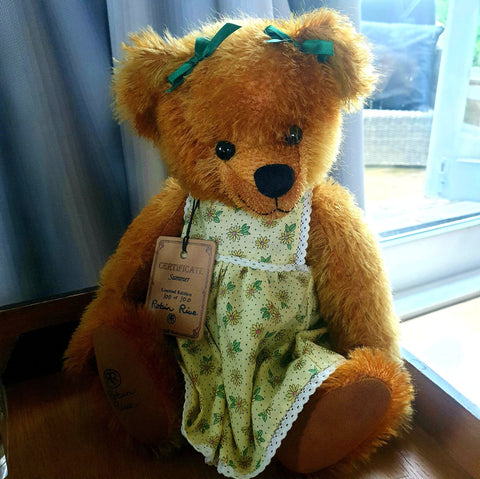Summer, 36cm batik ginger distressed mohair teddy bear. LE 100/100