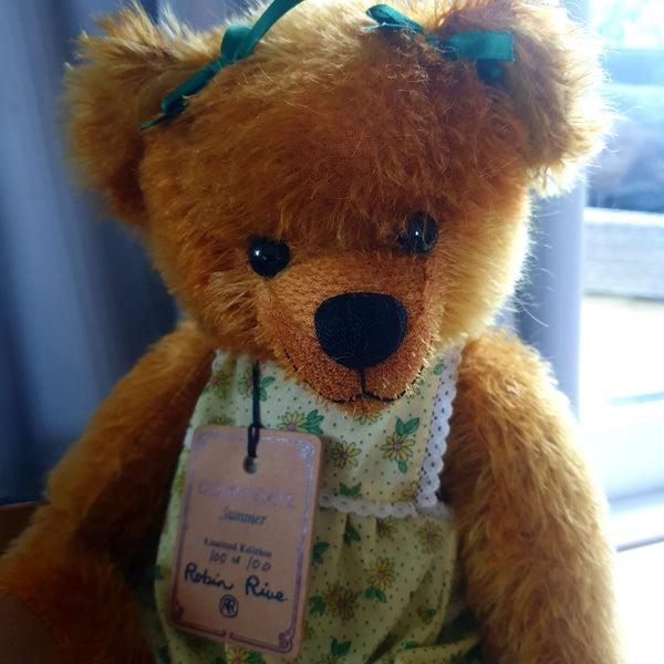 Summer, 36cm batik ginger distressed mohair teddy bear. LE 100/100