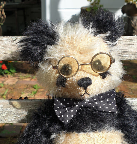 YeYe, 28cm, black and white mohair panda bear, spectacles
