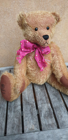 Homer, 40cm Robin Rive teddy bear, 40cm, dusky pink mohair