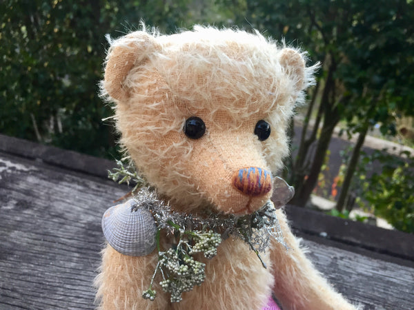 Little Mermaid, Robin Rive bear, 40cm OOAK collectible mermaid teddy, shell necklace