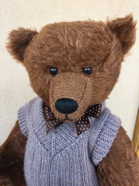 Hughie, 44cm Robin Rive bear, grey sweater