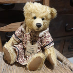 Emma, Robin Rive bear, 36cm OOAK caramel mohair collectible teddy, red dress