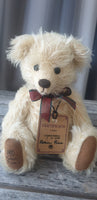 Louis, Robin Rive bear, 23cm OOAK collectible, maroon bow