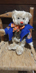 Juju: 36cm ooak grey mohair bear, clown outfit