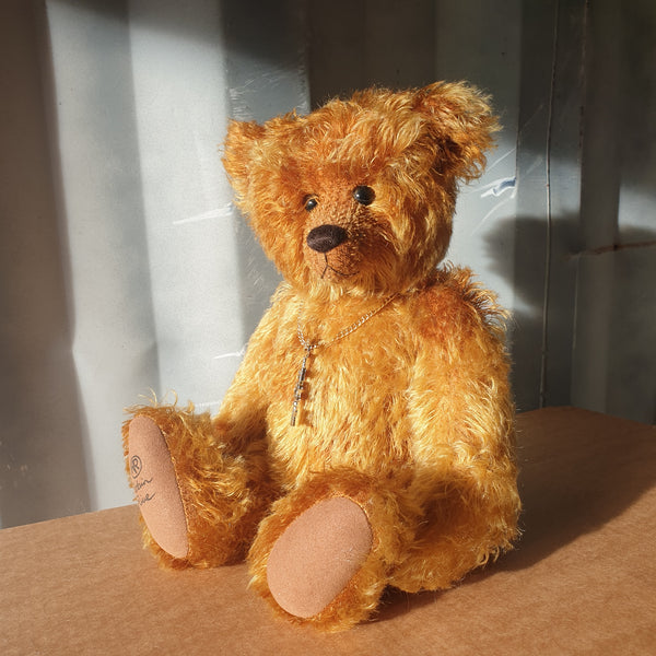 21, 36cm batik ginger distressed mohair teddy bear. LE 1/1