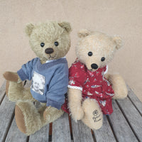 Stan, 30cm Robin Rive Bear, OOAK collectible pale khaki mohair teddy, sweatshirt