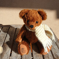 Sven 25cm OOAK Robin Rive bear, cream woolly scarf