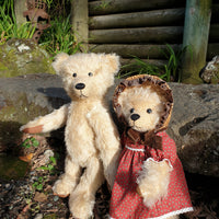 Jane Austen, 33cm Robin Rive Bear, collectible limited edition mohair teddy , dress, straw bonnet