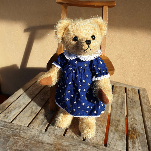 Roxy,  Robin Rive bear, 30cm OOAK collectible, denim dress