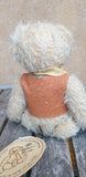 Bran, Robin Rive bear, 18cm OOAK collectible, vintage waistcoat, bow