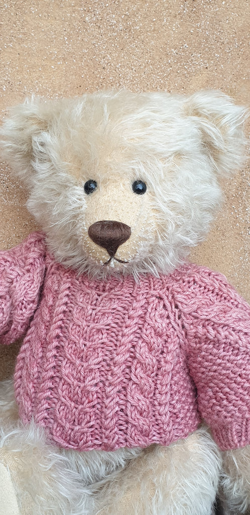 Tara, Robin Rive Limited edition mohair bear, pink jumper