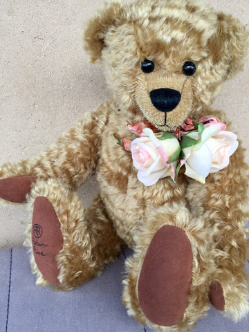 Gillian, 36cm, Robin Rive Collectible Mohair teddy bear with floweres