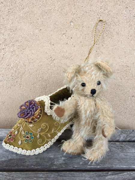 Tiny teddy in a shoe - KiwiCurio-Robin Rive-Teddy Bears-Limited Edition